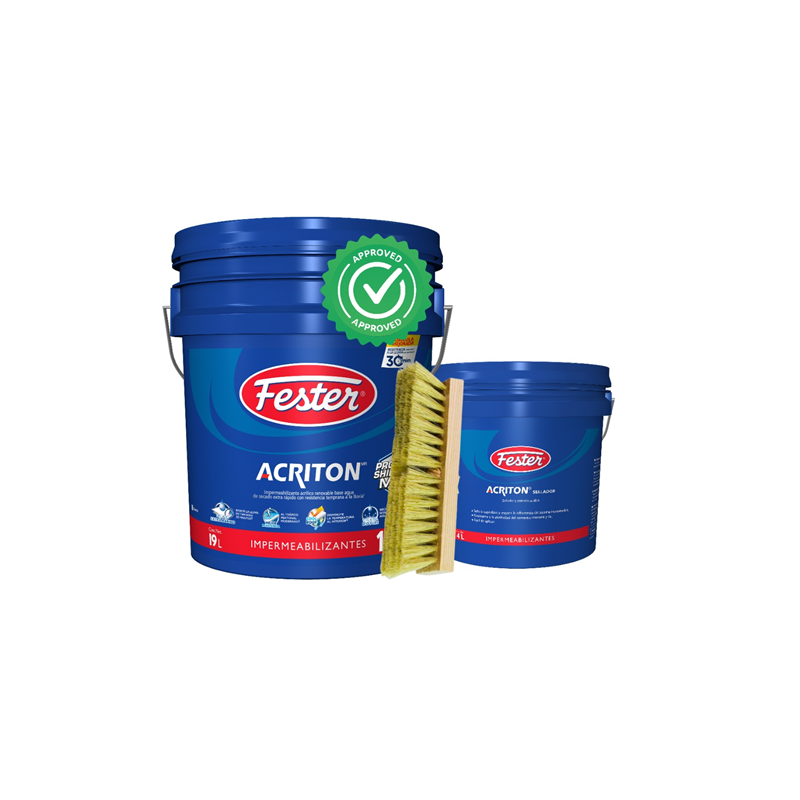 KIT PARA IMPERMEABILIZAR ACRITON 12 AÑOS + CEPILLO IXTLE